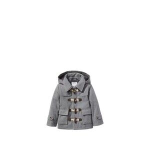 Janie and Jack Boy’s 5-6 Wool Blend Gray Toggle Buttons Coat Detachable Hood